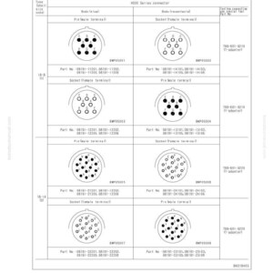 May include: Diagram showing HD30 Series connectors, with pin and socket layouts. The document provides part numbers and connector specifications, with a troubleshooting section at the top. Measurements are not included.
