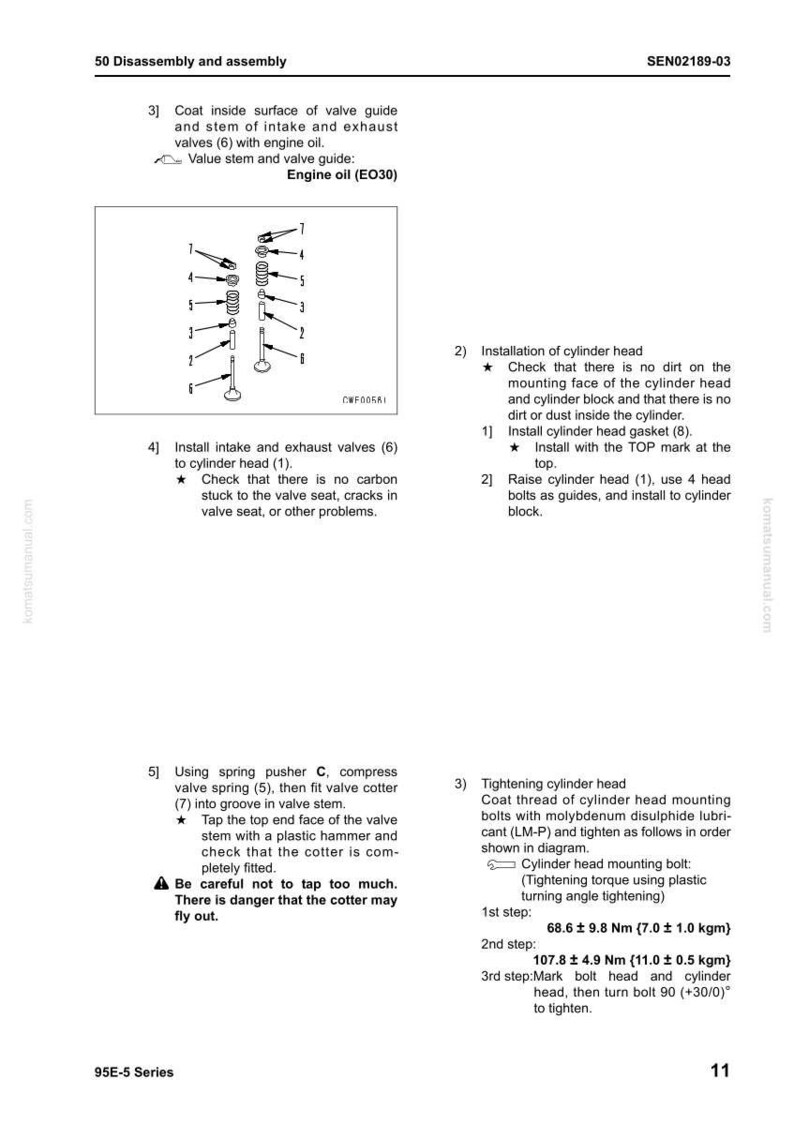 Puede incluir: Diagrama de componentes del motor con instrucciones de desmontaje y montaje. Incluye gu&iacute;as de v&aacute;lvulas, v&aacute;stagos, muelles y pasos de instalaci&oacute;n de la culata. Las medidas est&aacute;n en Nm y kgm.