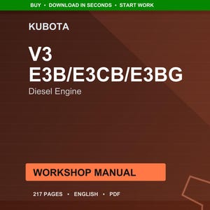 クボタ V3 e3b e3cb e3bg ディーゼルエンジン ワークショップマニュアル PDF | サービス修理 | 即時ダウンロード 画像 1