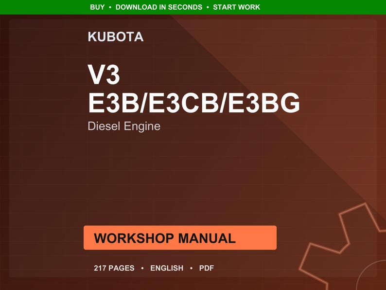 クボタ V3 e3b e3cb e3bg ディーゼルエンジン ワークショップマニュアル PDF | サービス修理 | 即時ダウンロード 画像 1