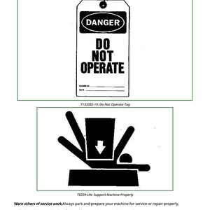 K&ouml;nnte beinhalten: Ein Sicherheitsschild mit dem Text "DANGER DO NOT OPERATE" in fetten, schwarzen Buchstaben. Darunter befindet sich ein Diagramm, das die richtige Maschinenunterst&uuml;tzung veranschaulicht. Das Bild enth&auml;lt auch Anweisungen.