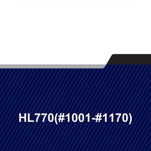 May include: A service manual with the title "SERVICE MANUAL" in bold, black text. Below the title is the text "HL770(#1001-#1170)". The background is a dark blue with white diagonal lines.