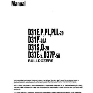 May include: A white shop manual cover with black text. The title reads "Shop Manual" at the top, followed by model numbers for bulldozers. The bottom of the cover includes the word "BULLDOZERS". The manual is from May 1997.