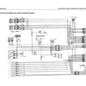 May include: A detailed electrical circuit diagram for a valve controller system, featuring numerous lines, boxes, and text labels. The diagram is in black and white, with the text "Electrical circuit diagram for valve controller system" at the top.