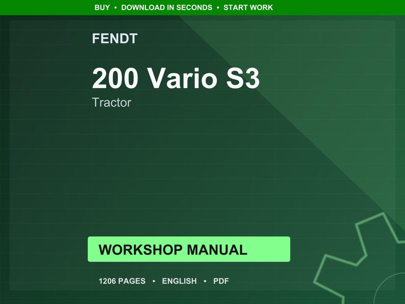 Manual de taller del tractor Fendt 200 Vario s3 en PDF / Servicio y reparación / Descarga instantánea imagen 1