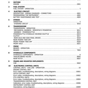 May include: A manual's contents page, titled "Table of Contents", listing sections such as "Engine", "Fuel System", and "Electric Circuit". The document is dated 09-2009.