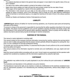 May include: A printed manual for MISTRAL AMERICA 40HST-45HST-50HST tractors, manufactured by LANDINI S.p.A. The manual includes safety regulations, technical information, and copyright details. Edition 07-2004.
