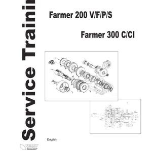May include: A white manual with the text "FENDT fully synchronised overdrive gearbox" and "Farmer 200 V/F/P/S" and "Farmer 300 C/CI". The image includes an exploded diagram of mechanical parts.