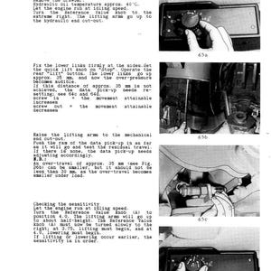 K&ouml;nnte beinhalten: Eine schwarz-wei&szlig;e technische Zeichnung mit Text und Bildern, die mechanische Einstellungen veranschaulichen. Die Bilder zeigen Nahaufnahmen von Zifferbl&auml;ttern, Hebeln und anderen Komponenten, mit Messungen in Millimetern.