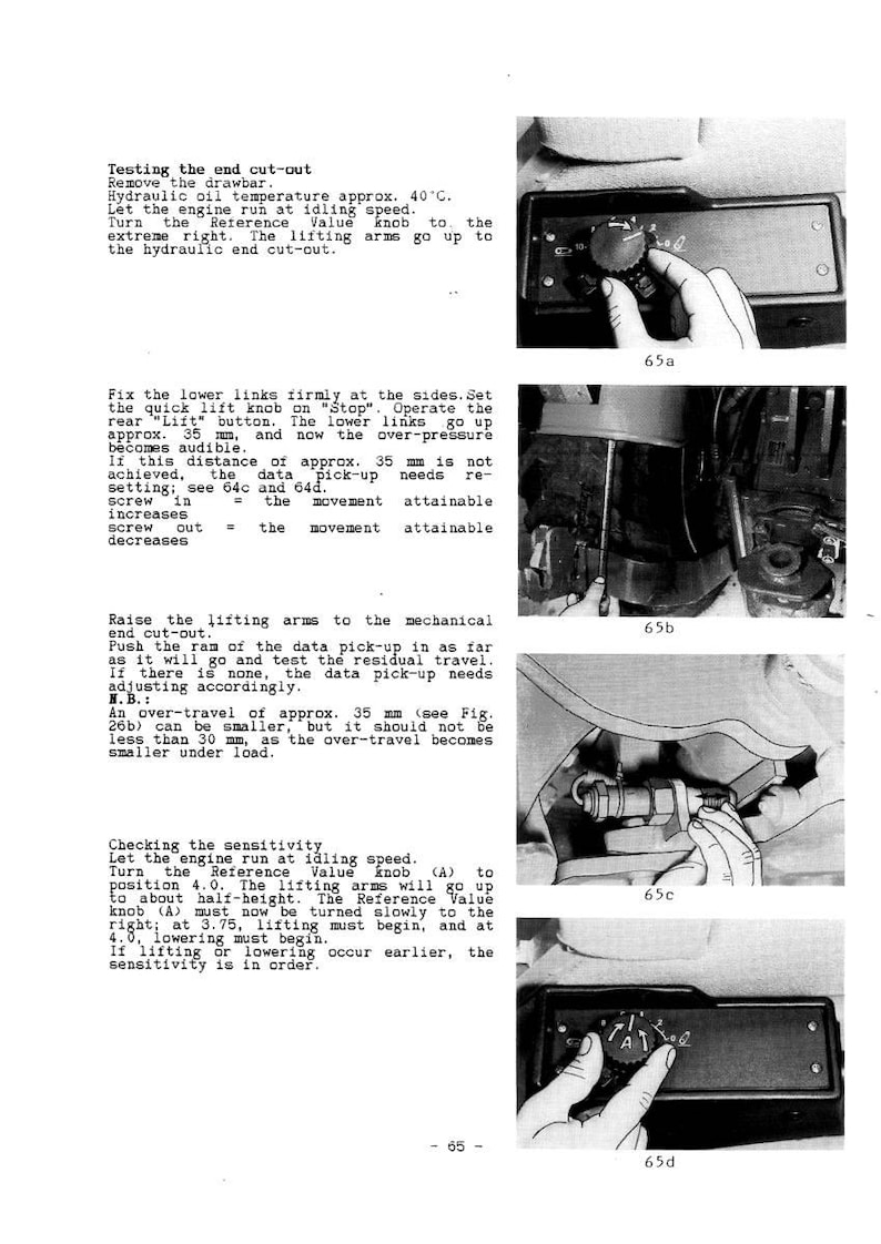 K&ouml;nnte beinhalten: Eine schwarz-wei&szlig;e technische Zeichnung mit Text und Bildern, die mechanische Einstellungen veranschaulichen. Die Bilder zeigen Nahaufnahmen von Zifferbl&auml;ttern, Hebeln und anderen Komponenten, mit Messungen in Millimetern.
