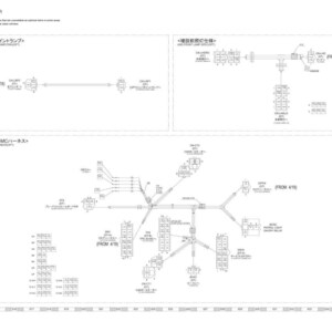 Op de afbeelding: Een gedetailleerd bedradingsdiagram (19/19) met meerdere schema's. Het diagram bevat tekst in het Engels en Japans, met labels en connectordetails. De lay-out staat op een witte achtergrond.