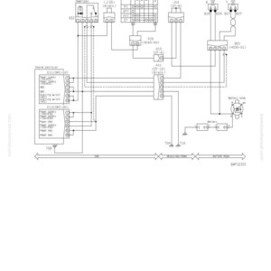 May include: A detailed circuit diagram for an engine controller power supply, labeled "E980". The diagram includes components like a starting switch, circuit breaker, and engine controller, with various connectors and wiring. Text includes "TROUBLESHOOTING" and "Circuit diagram related to engine controller power supply".