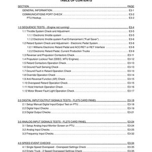 May include: A detailed table of contents for the STATEX III Electrical System Checkout Procedure. The document outlines various tests, including sequence tests, digital input/output signals tests, and analog input signals tests. The document is labeled with the title and page numbers.