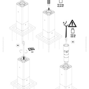 May include: An exploded diagram of industrial components, including a square column, a spring, and a cylindrical part. The diagram includes weight measurements of 43.49 lb and 430 lb. The Komatsu logo and part number are visible.