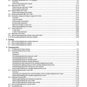K&ouml;nnte beinhalten: Eine Seite aus einem technischen Handbuch mit dem Logo "WEIDEMANN" oben. Die Seite listet Motorkomponenten, K&uuml;hlsysteme und Fahrantriebsverfahren auf. Enth&auml;lt Abschnitte zu "Motor", "K&uuml;hlung" und "Fehlersuche".