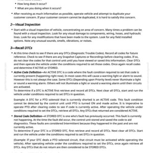 May include: A page from a manual with the title "1-Verify Customer Concern." The text describes steps for diagnosing vehicle issues, including visual inspection and checking diagnostic trouble codes (DTCs).