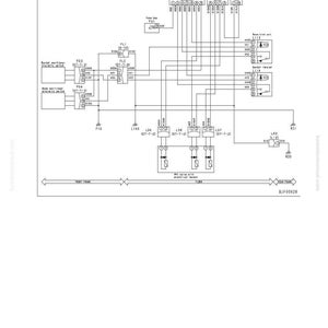 May include: A detailed circuit diagram with text including "TESTING AND ADJUSTING" and "TROUBLESHOOTING CODE [E-6]" is displayed. The diagram features lines, boxes, and labels, likely for electrical or mechanical systems.