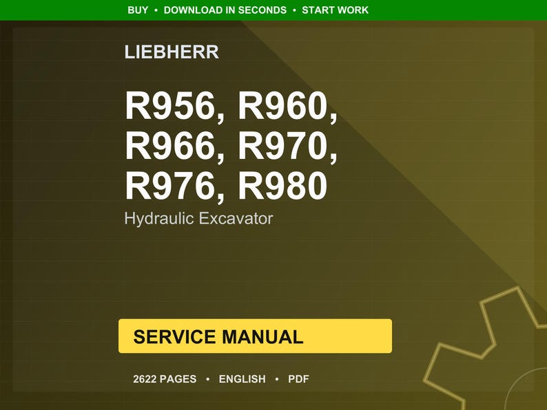 Liebherr R956 r960 r966 r970 r976 r980 Hydraulic excavator Service Manual PDF | Workshop Repair | Instant Download image 1