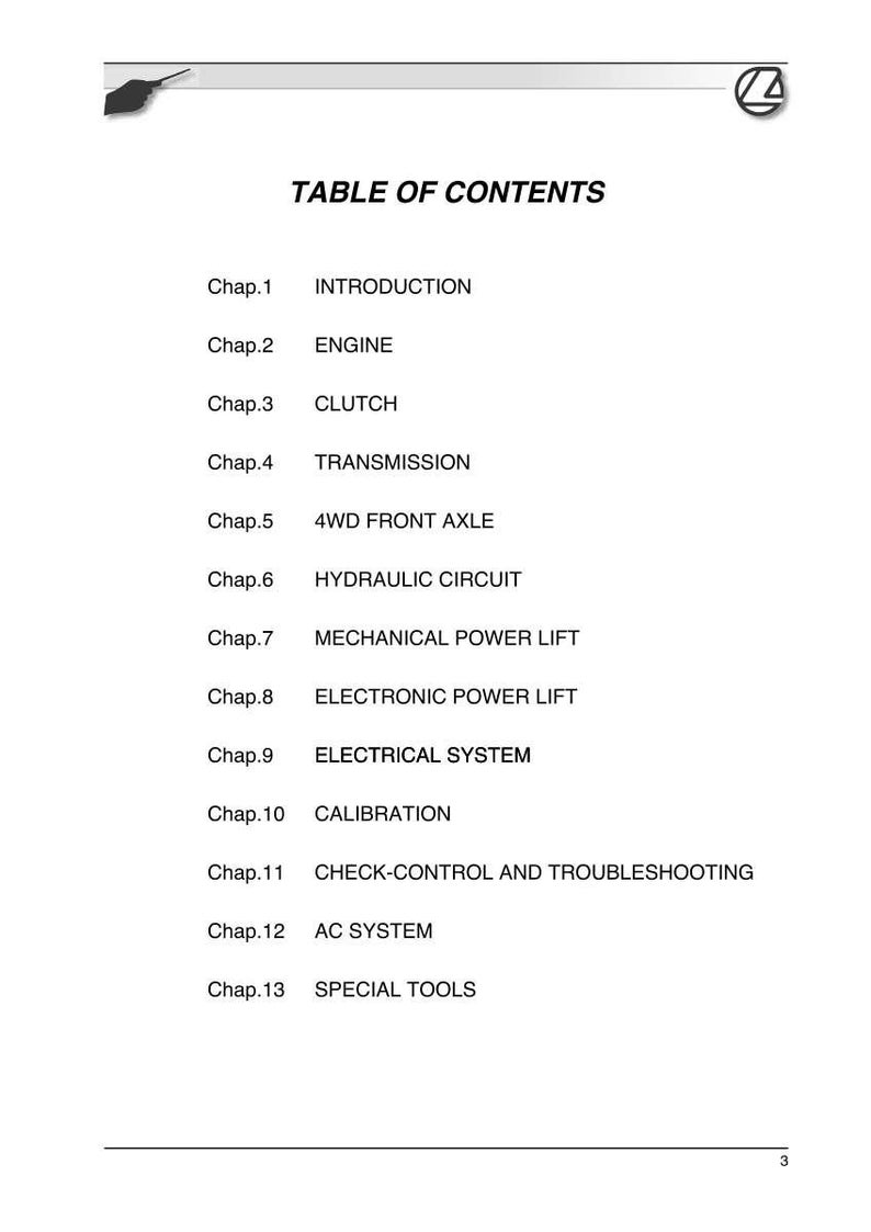 K&ouml;nnte beinhalten: Eine wei&szlig;e Seite mit schwarzer &Uuml;berschrift und Inhaltsverzeichnis. Die Tabelle listet Kapitel zu Themen wie Motor, Kupplung, Getriebe und Elektrik auf. Das Dokument ist wahrscheinlich ein technisches Handbuch.