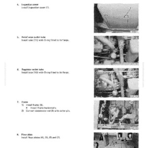 May include: A technical diagram with the title "DISASSEMBLY AND ASSEMBLY TORQUE CONVERTER RELIEF VALVE AND REGULATOR VALVE". The diagram includes numbered steps with accompanying images of mechanical components.