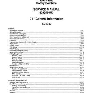 Massey ferguson 9545 9565 Rotary combine Service Manual PDF | Workshop Repair | Instant Download image 2
