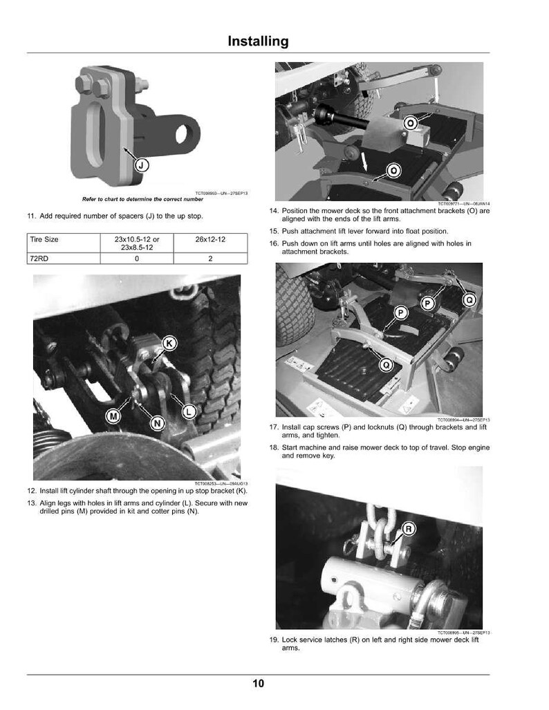 Może przedstawiać: Czarno-biały diagram zatytułowany "Instalacja" z instrukcjami krok po kroku dotyczącymi montażu mechanicznego. Zawiera zbliżenia części, schematy i instrukcje tekstowe. Zawiera specyfikacje rozmiar&oacute;w opon i etykiety części.