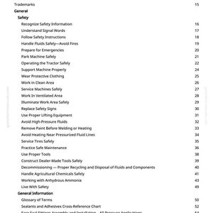Pu&ograve; includere: Una pagina bianca di un manuale, intitolata "Sommario". Il testo elenca argomenti di sicurezza come "Riconoscere le informazioni di sicurezza" e "Maneggiare i fluidi in sicurezza - Evitare incendi". Il numero di pagina &egrave; visibile in basso.