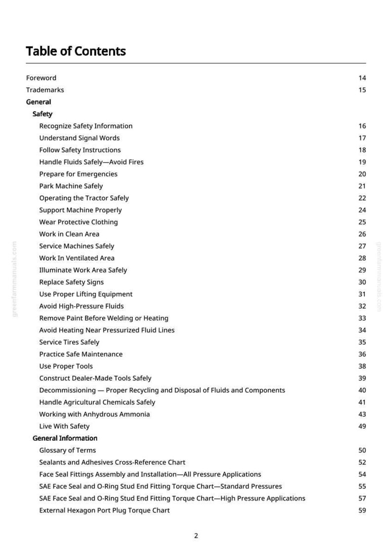 Pu&ograve; includere: Una pagina bianca di un manuale, intitolata "Sommario". Il testo elenca argomenti di sicurezza come "Riconoscere le informazioni di sicurezza" e "Maneggiare i fluidi in sicurezza - Evitare incendi". Il numero di pagina &egrave; visibile in basso.
