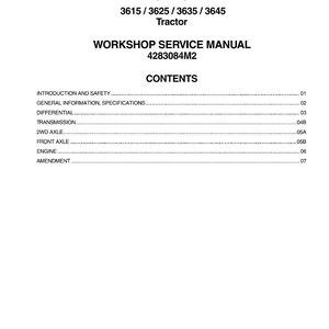 Manual de servicio para tractores Massey Ferguson 3615, 3625, 3635 y 3645 en formato PDF / Reparación de taller / Descarga instantánea imagen 2