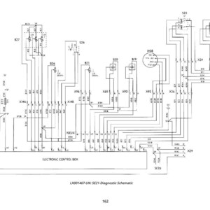 May include: A detailed black and white schematic diagram of an electronic control box, with numerous lines, symbols, and labels. The diagram includes text such as "ELECTRONIC CONTROL BOX" and "SE21-Diagnostic Schematic".
