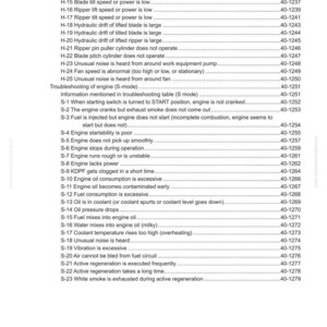 K&ouml;nnte beinhalten: Inhaltsverzeichnis aus einem Handbuch mit dem Titel "40 Fehlersuche". Das Dokument listet verschiedene potenzielle Probleme und die entsprechenden Seitenzahlen auf, wie z. B. "Motor&ouml;lverbrauch ist &uuml;berm&auml;&szlig;ig" und "Wei&szlig;er Rauch wird w&auml;hrend der aktiven Regeneration ausgesto&szlig;en".