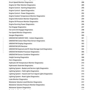 May include: A page from a manual with a list of automotive diagnostic terms, including "Engine Air Filter Monitor Diagnostics" and "Lighting System - Road Lights Diagnostics." The page numbers range from 284 to 323.
