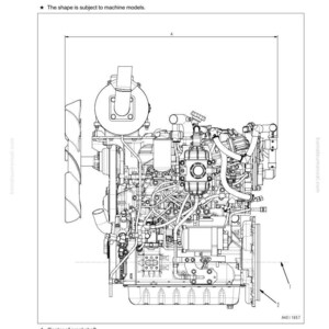 May include: Detailed technical diagram of an engine, labeled as a general view. The diagram includes the text "Applicable machines: FH35-2, FH40-2, FH45-2, FH50-2" and "Left side". The image is a black and white line drawing.