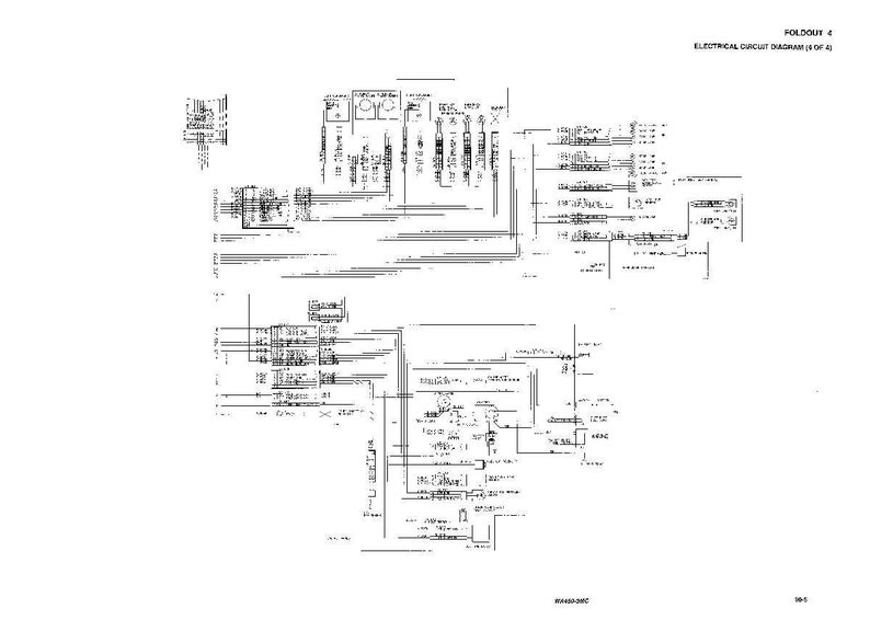 K&ouml;nnte beinhalten: Ein detailliertes elektrisches Schaltbild in Schwarzwei&szlig;, beschriftet mit "FOLDOUT 4 ELECTRICAL CIRCUIT DIAGRAM (1 OF 4)". Das Diagramm enth&auml;lt verschiedene Symbole, Linien und Text, wahrscheinlich f&uuml;r technische oder ingenieurtechnische Zwecke.