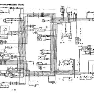 May include: A detailed electrical circuit diagram for a diesel engine, with text at the top. The diagram is in black and white, showing various components and wiring connections. The diagram includes the text "ELECTRICAL CIRCUIT DIAGRAM (DIESEL ENGINE)".