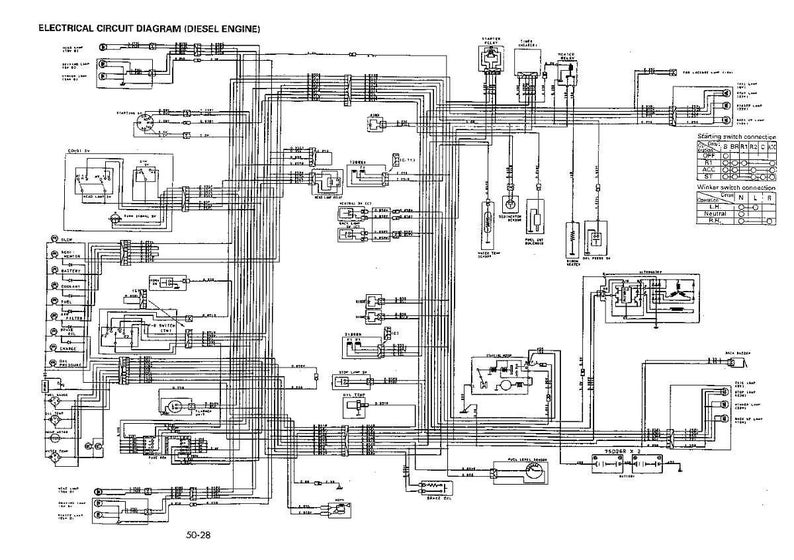 May include: A detailed electrical circuit diagram for a diesel engine, with text at the top. The diagram is in black and white, showing various components and wiring connections. The diagram includes the text "ELECTRICAL CIRCUIT DIAGRAM (DIESEL ENGINE)".
