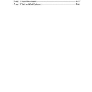 K&ouml;nnte beinhalten: Eine Seite aus einem Handbuch mit der &Uuml;berschrift "SECTION 7 MAINTENANCE STANDARD". Die Seite listet drei Gruppen auf: Operational Performance Test, Major Components und Track and Work Equipment, mit Seitenzahlen.