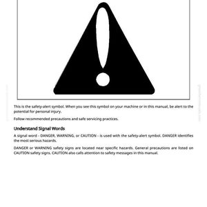 Puede incluir: Un s&iacute;mbolo de alerta de seguridad en blanco y negro, un signo de exclamaci&oacute;n dentro de un tri&aacute;ngulo, se muestra sobre un fondo blanco. El texto "Reconocer la informaci&oacute;n de seguridad" est&aacute; en la parte superior. La imagen es de un manual.