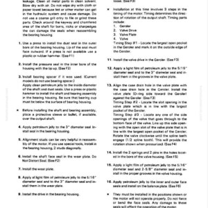May include: Assembly instructions for a circle rotation motor, including steps for installing seals, plates, and drives. The guide details aligning components and applying petroleum jelly. Text includes "GD510, 520 SERIES".