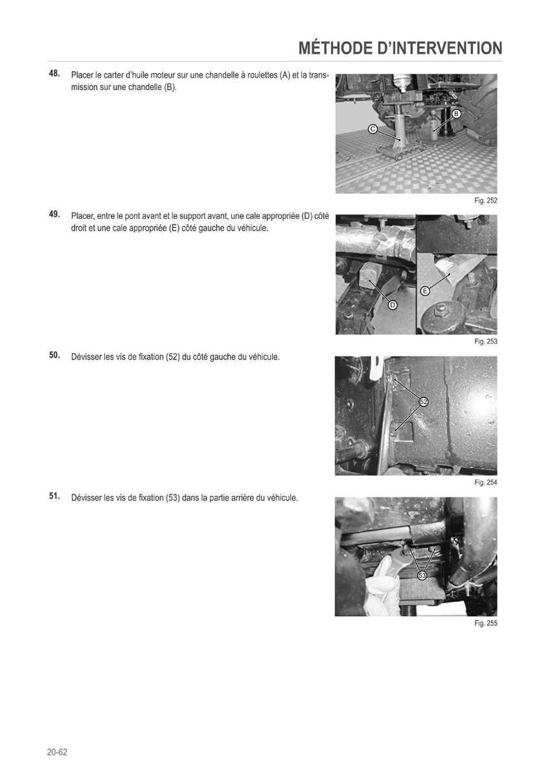May include: A page from a manual with the title "M&Eacute;THODE D'INTERVENTION". The page contains text instructions and diagrams for automotive repair, including steps for placing components and removing fasteners.