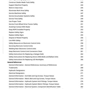 May include: A printed page from a manual with a list of safety instructions and general information. The text includes topics like "Use Seat Belt Properly", "Service Tires Safely", and "Electrical Designators". The page number is 3.