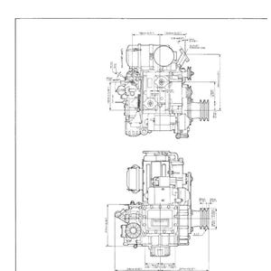 Op de afbeelding: Technische tekening van een motor, met gedetailleerde afmetingen in millimeters. De tekening toont bovenaanzichten en zijaanzichten, gelabeld met afmetingen en componentdetails. De tekst bovenaan luidt "4. DIMENSIONS".