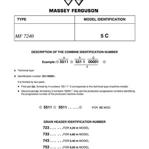 Manual de servicio en PDF para la cosechadora Massey Ferguson 7240 Activa / Reparación en taller / Descarga instantánea imagen 7
