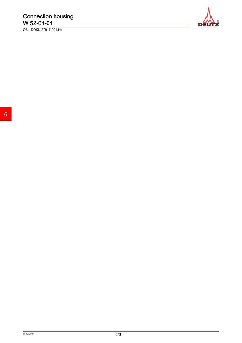 May include: White background with the text "Connection housing W 52-01-01" and the Deutz logo in red. A red box with the number 6 is in the lower left corner. The image is a technical diagram.