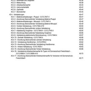 Peut inclure: Une table des mati&egrave;res d&eacute;taill&eacute;e en allemand, r&eacute;pertoriant divers composants et c&acirc;blages de syst&egrave;mes &eacute;lectriques automobiles, y compris les contacts radar, l'&eacute;clairage et les syst&egrave;mes de freinage. Les num&eacute;ros de page sont &agrave; droite.