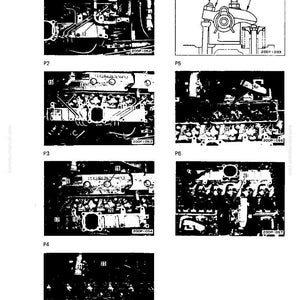 May include: A technical diagram featuring several black and white illustrations of engine components. The images are labelled P1 to P6 and F1, with various numbers and labels indicating parts and details. The text "PW100-3" is visible.