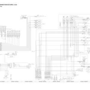 Op de afbeelding: Een elektrisch schema voor KUK SPEC (3/3). De afbeelding toont een complex netwerk van lijnen, symbolen en tekst, allemaal in zwart-wit. De titel "ELECTRIC CIRCUIT DIAGRAM (FOR KUK SPEC.) (3/3)" staat bovenaan.