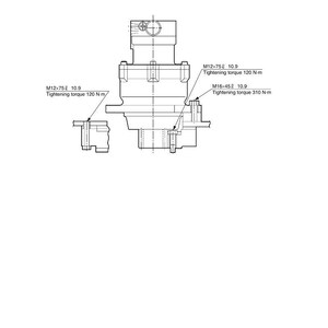 May include: Diagram of a slew bearing and slew case with annotations. The image includes text indicating tightening torque measurements in Newton-meters. The diagram is labeled "12-3 Standard of maintenance."
