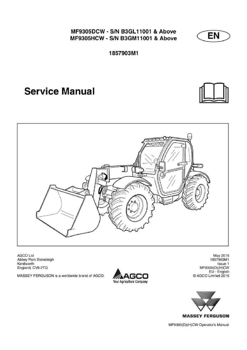 K&ouml;nnte beinhalten: Schwarz-Wei&szlig;-Strichzeichnung eines Massey Ferguson Teleskopladers aus einem Servicehandbuch. Das Bild enth&auml;lt den Text "Service Manual" und "MASSEY FERGUSON". Der Teleskoplader hat eine Schaufel und gro&szlig;e Reifen.