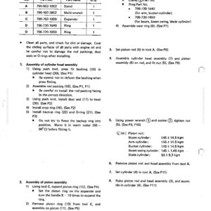 Pode incluir: Instru&ccedil;&otilde;es de montagem de um cilindro hidr&aacute;ulico, com uma lista de pe&ccedil;as e diagramas. Inclui medidas em kgm para as porcas do pist&atilde;o e etapas detalhadas.